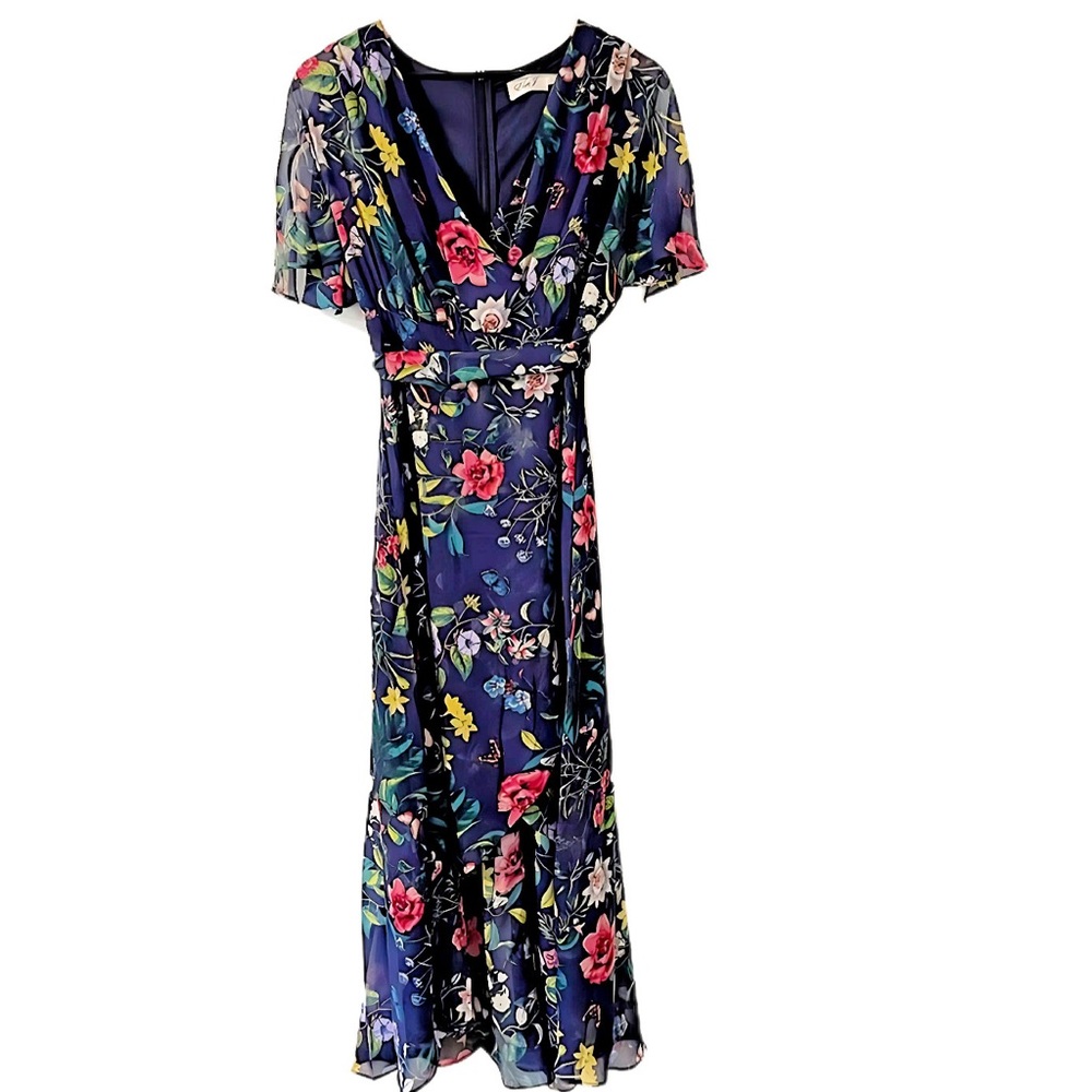 NWT Eliza J Women's High Low Floral Dress with Flutter Sleeves- size 8 - Picture 3 of 9